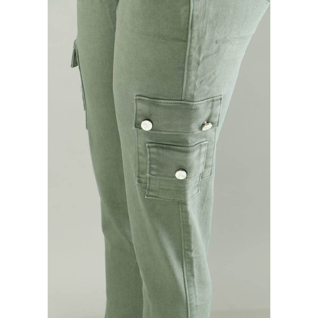 Women Green Jogger Cargo Jeans