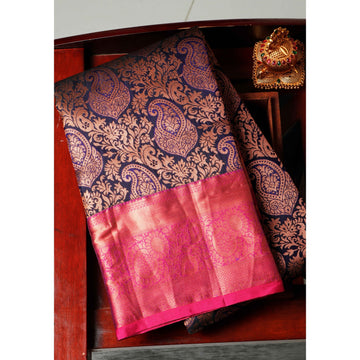 Navy Blue Colour Traditional Saree