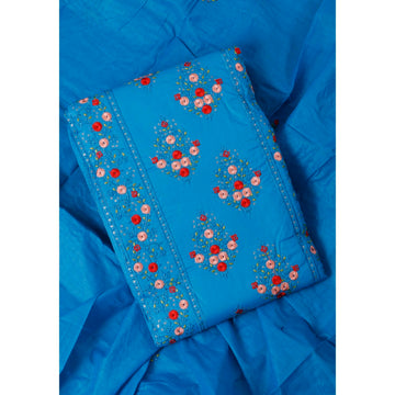 Blue Colour Unstitched Salwar Material