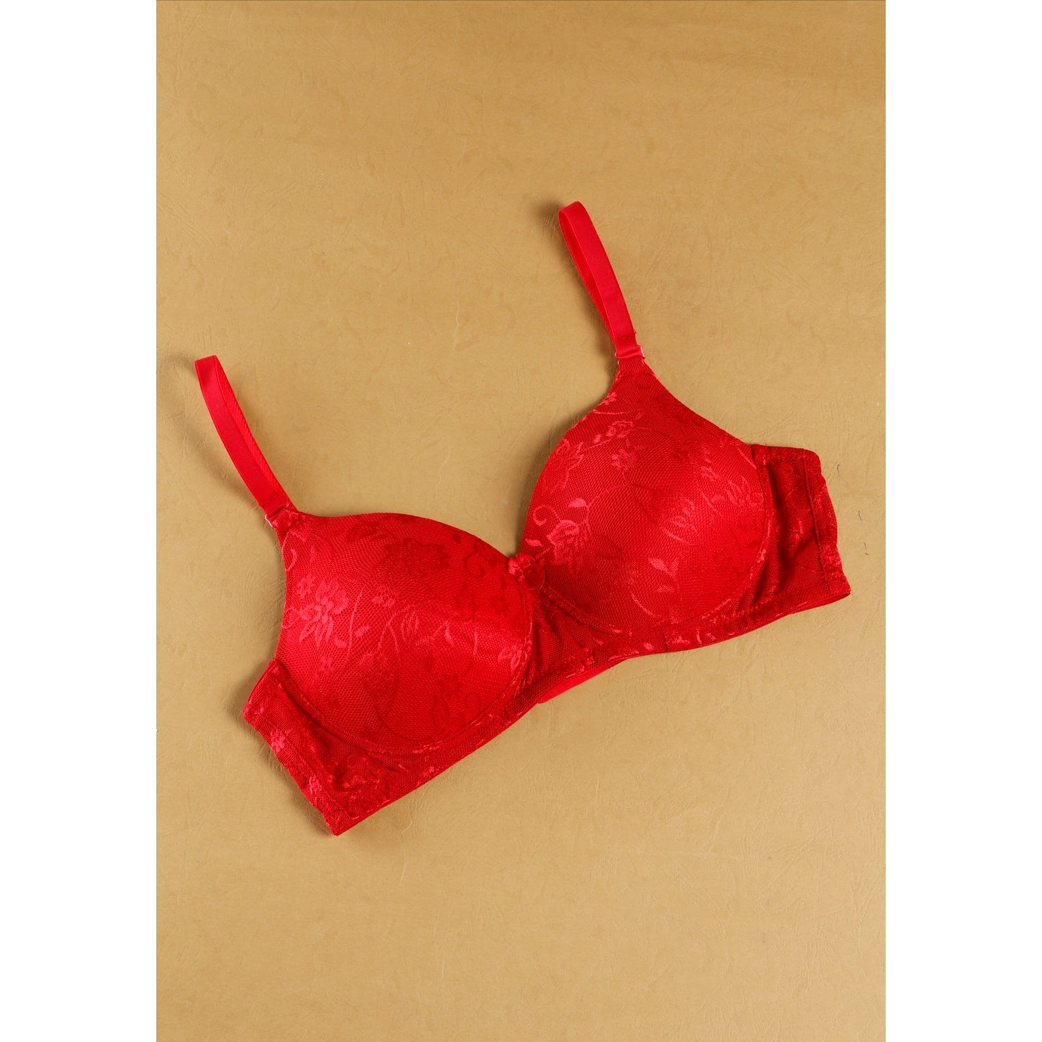 Red Colour Regular Bra