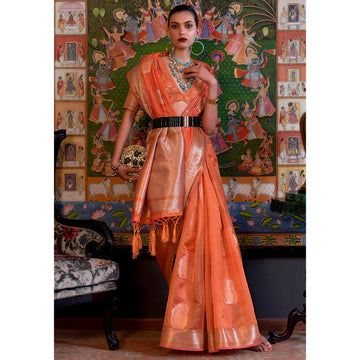 Orange Colour Printed Fancy Silk Saree