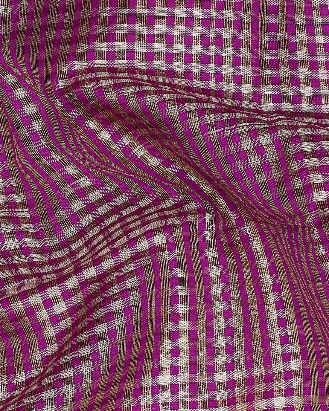 Nayanthara Purple Colour Checked Design Tissue Saree