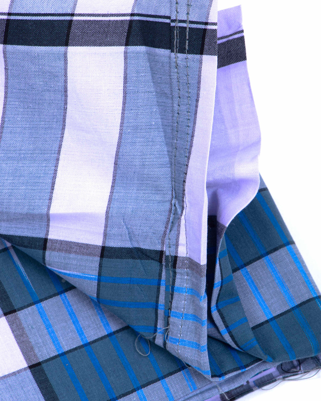 Sangu Brand Blue Checkered 2.10 m Stitched Lungi