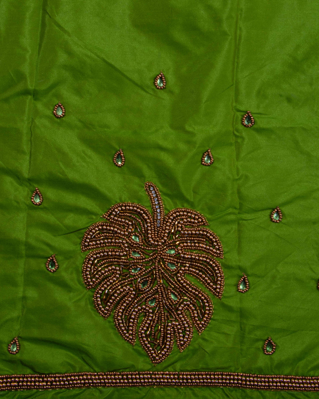 Green Embroidered Unstitched Blouse Material