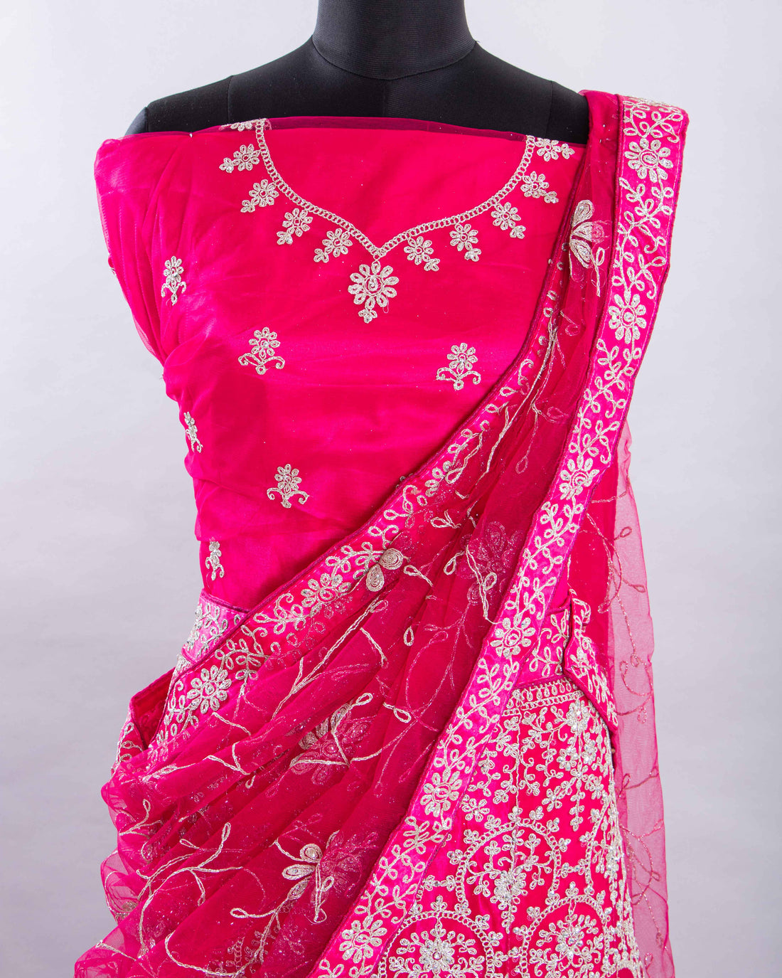 Pink Colour Embroidered Semi - Stitched Lehenga