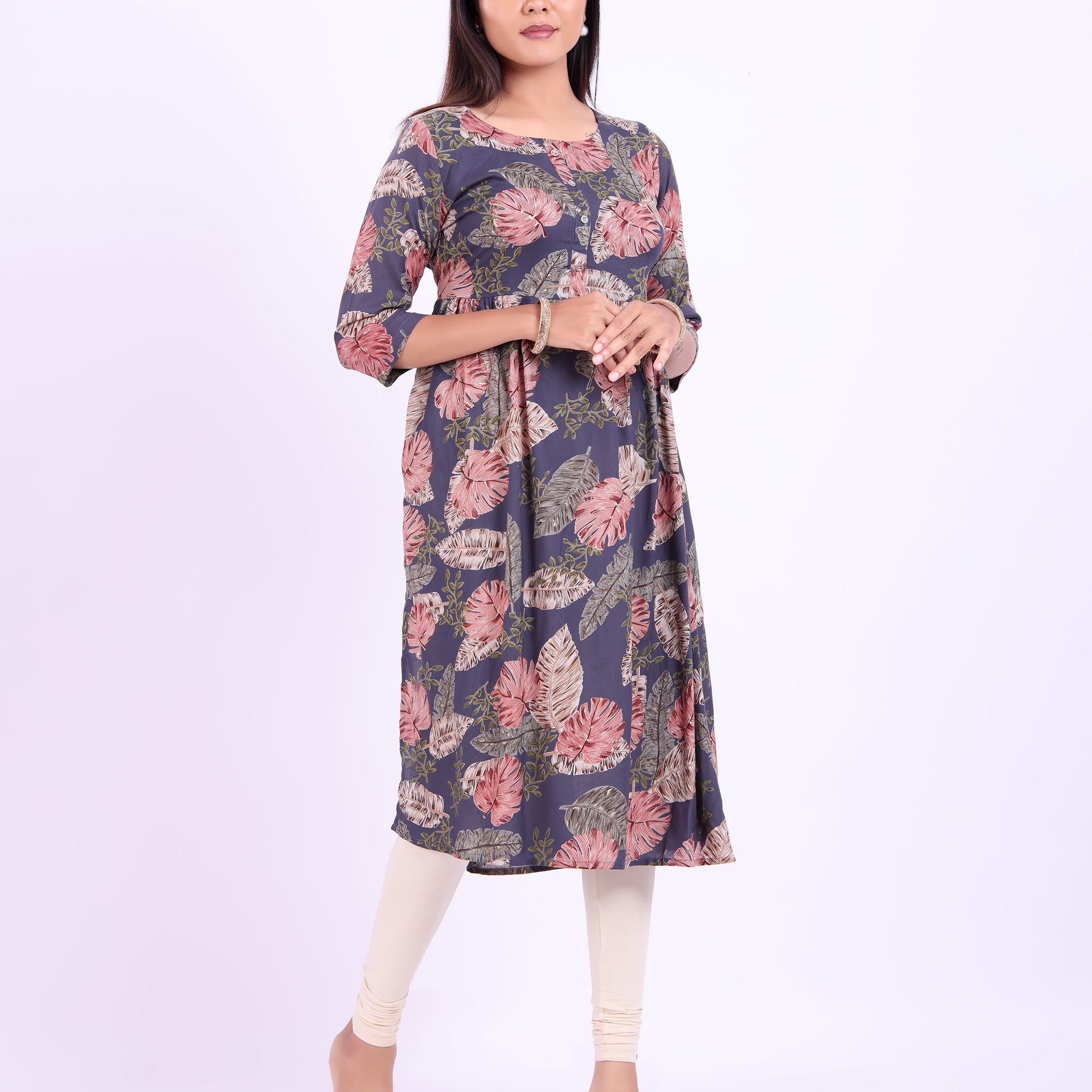 Designer blue colour printed women's kurti