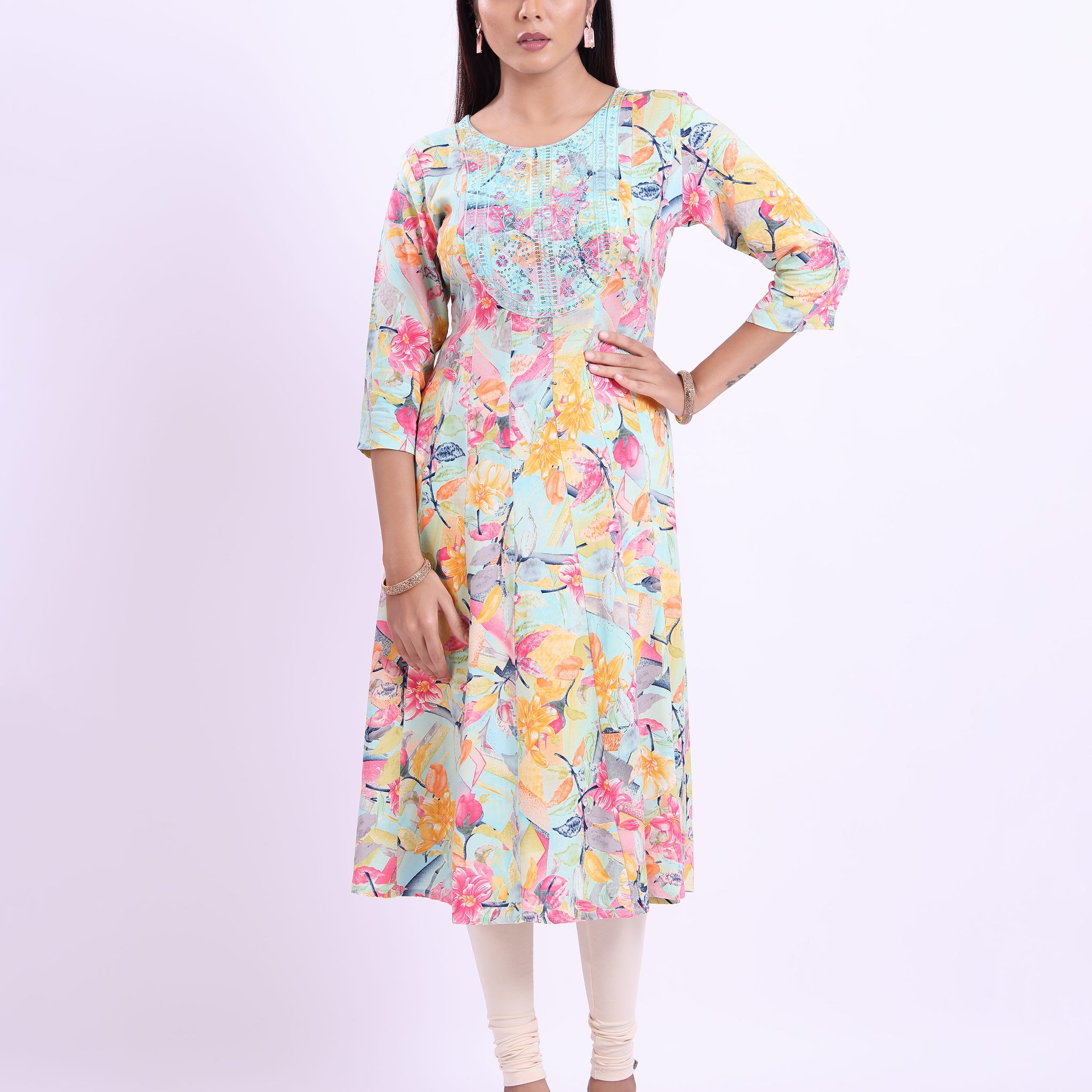 Designer multi colour printed women's kurti