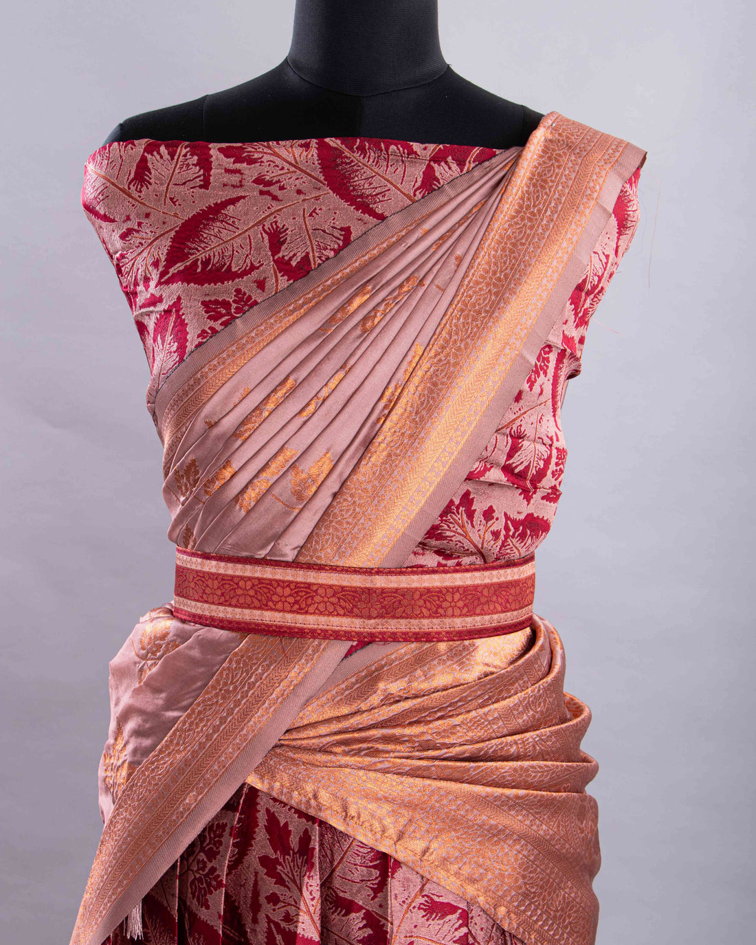 Maroon With Sandal Colour Printed Semi - Stitched Lehenga