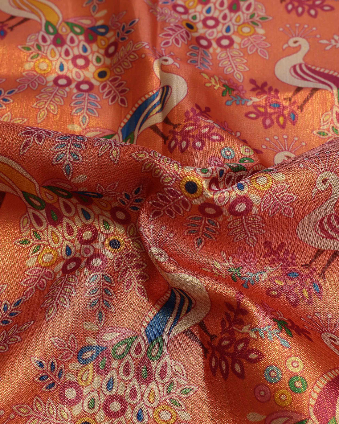 Dark Orange Color Printed Fancy Saree