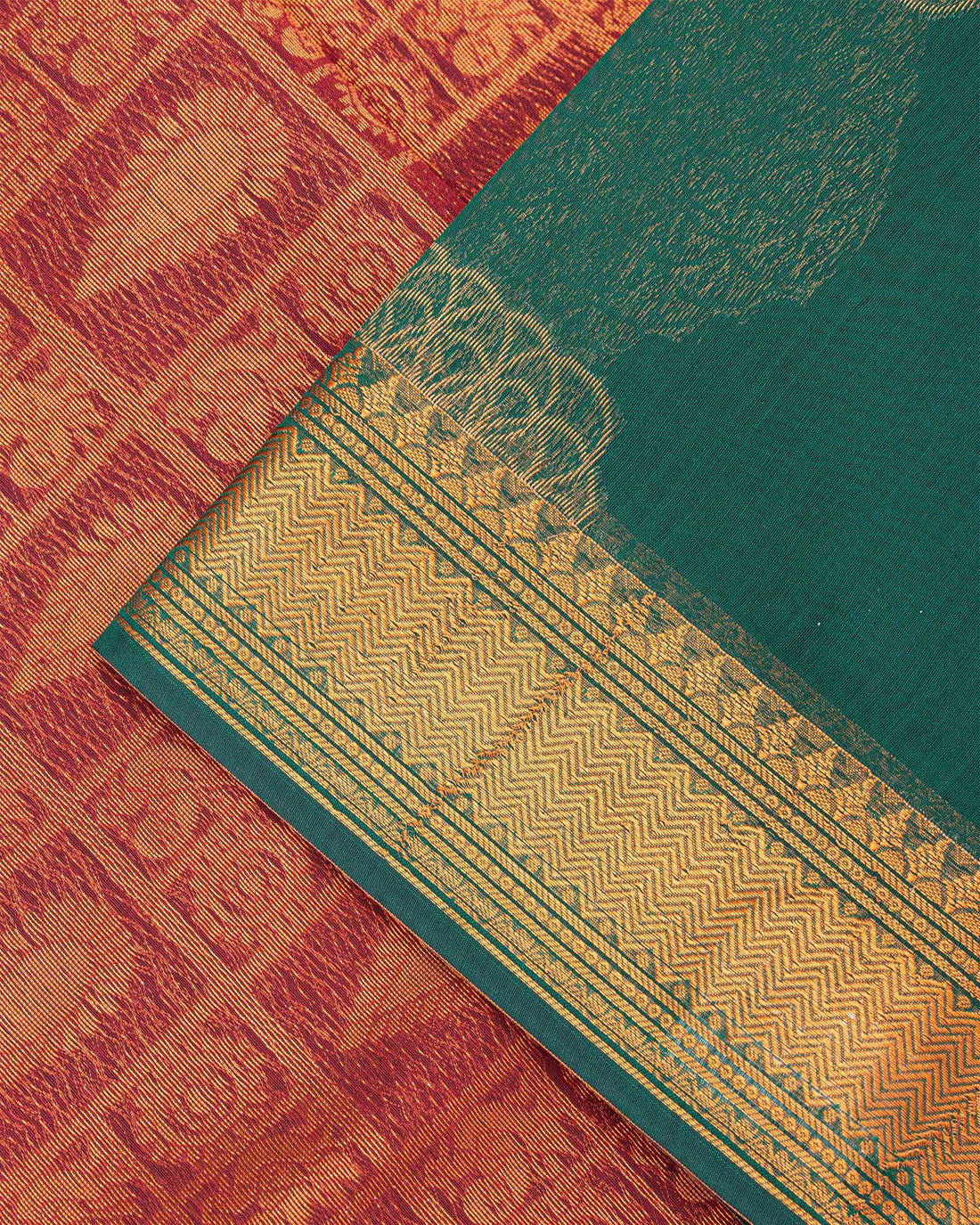 Green Printed Silk Cotton Saree