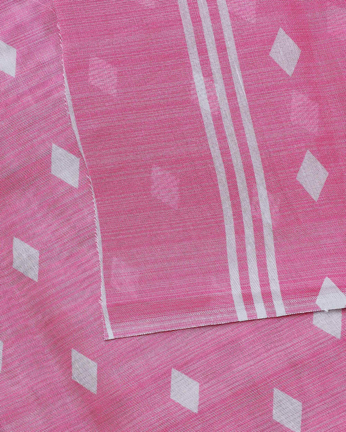 Nayanthara Pink Colour Checked Design Tissue Saree