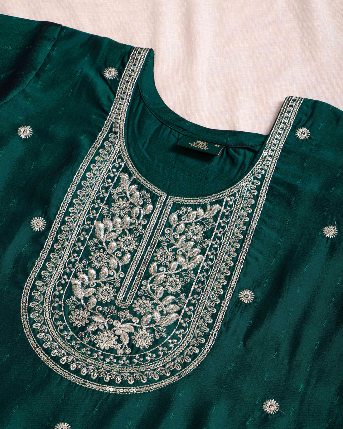 Designer Green Colour Embroidered Women's Kurti