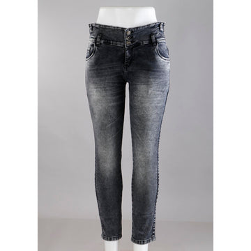 Women Black Pencil Cut 3 Button Jeans