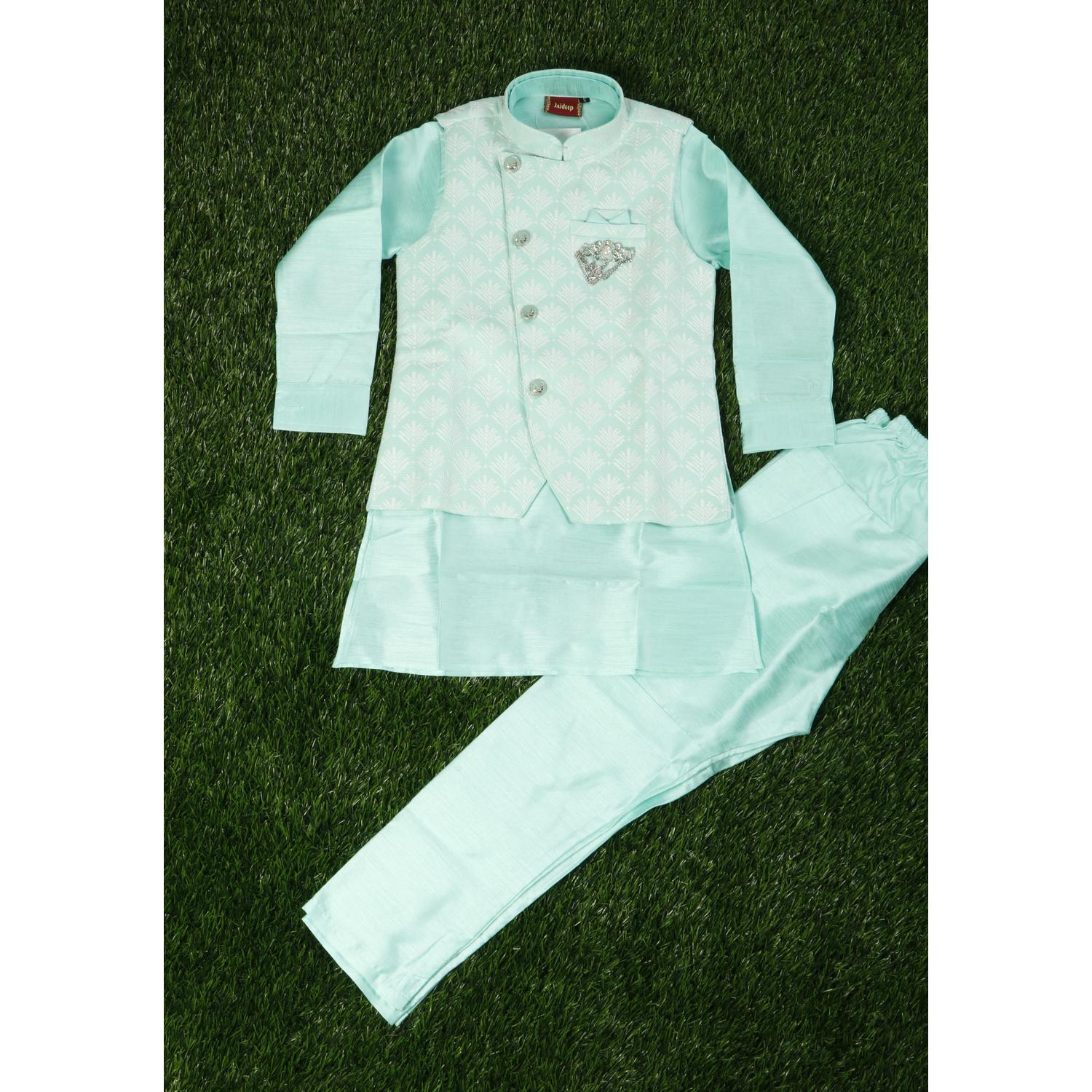 Boys Sky Blue-Design Sherwani Set