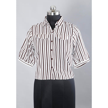 Womens White Collar Short Casual Shirt 2