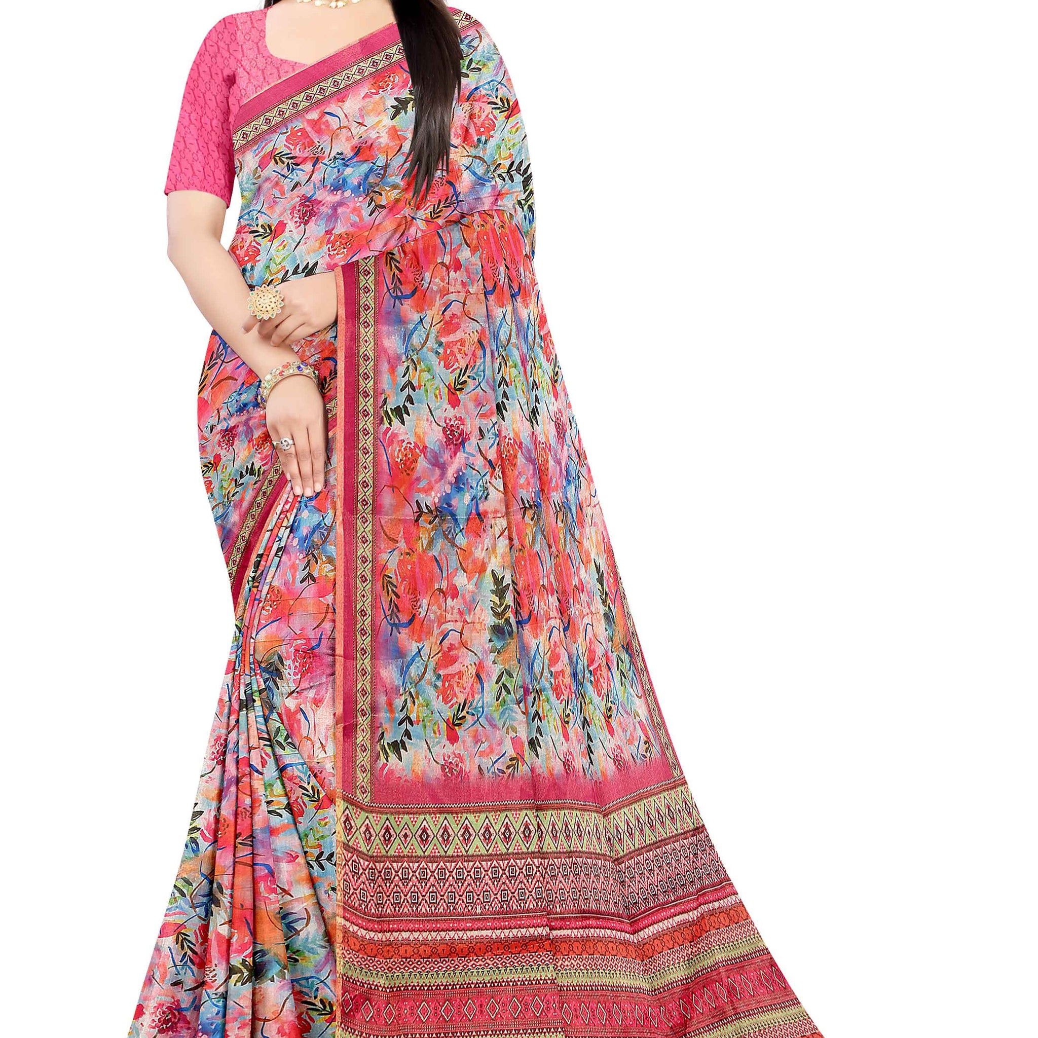 Multi Colour Fancy Silk Saree