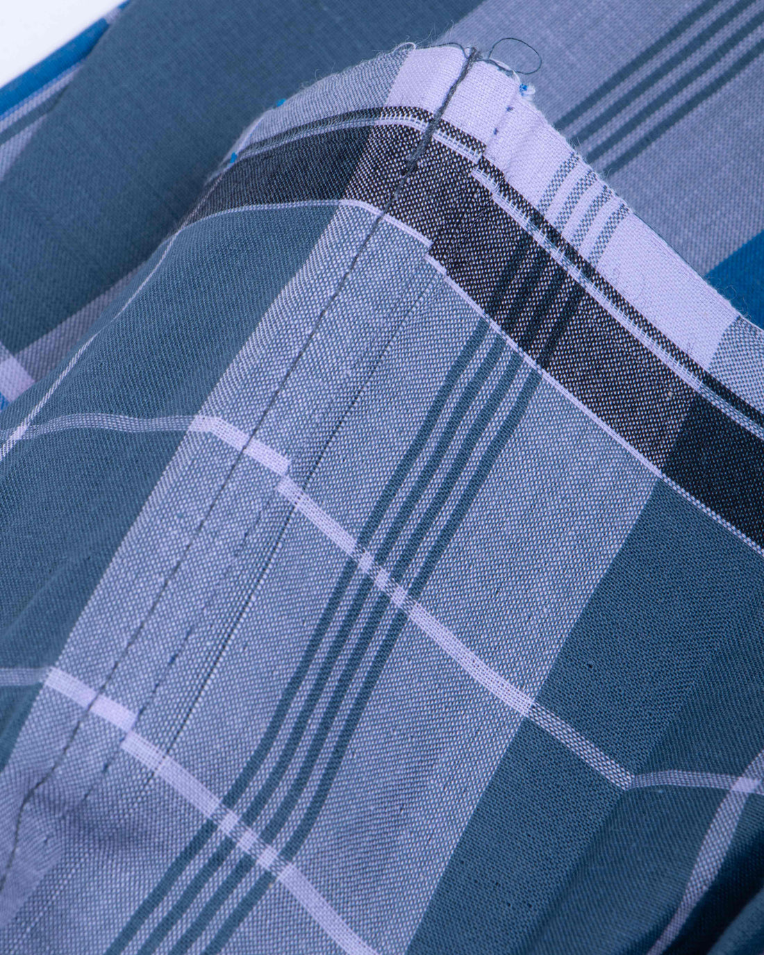 999 Brand Blue Checkered 2.10 m Stitched Lungi