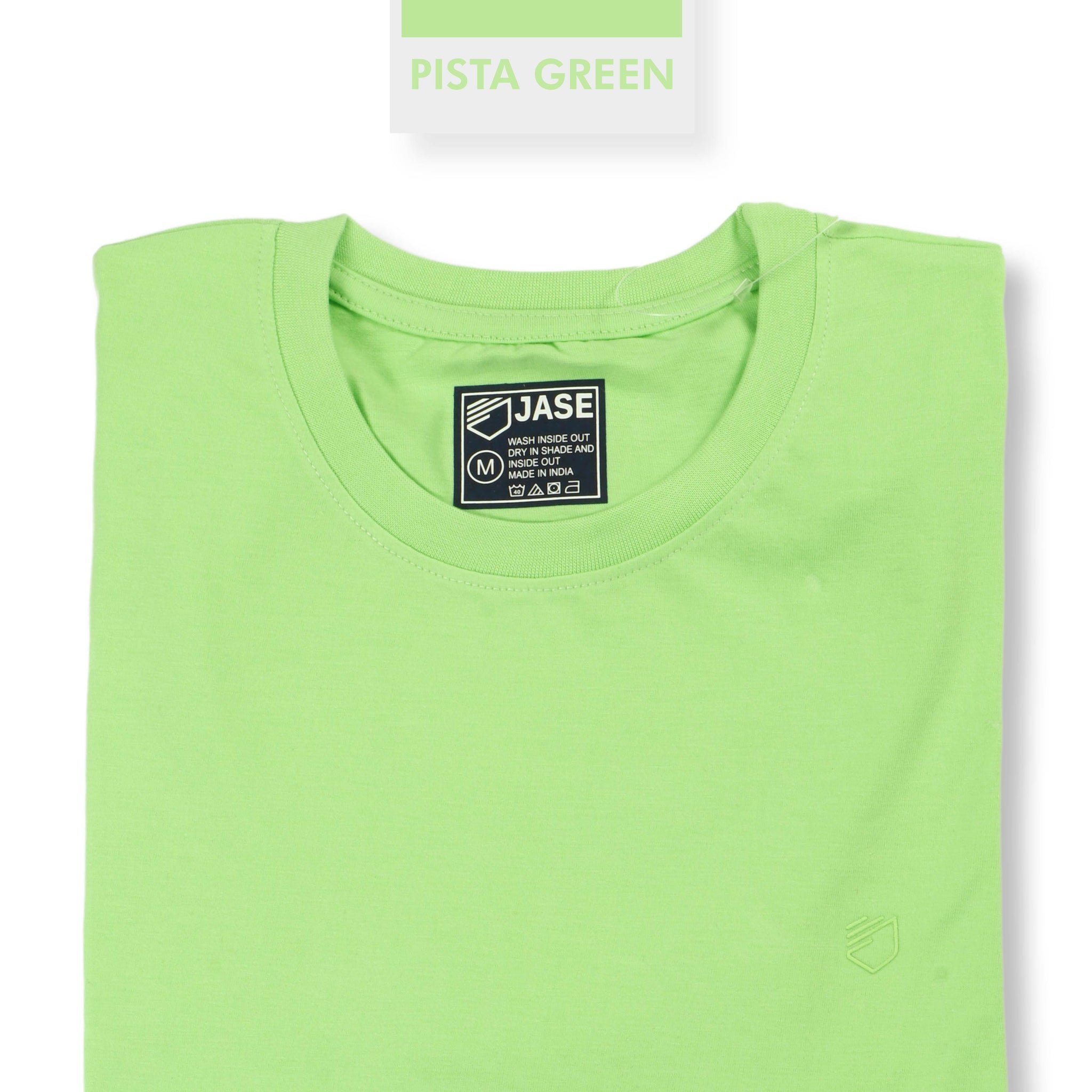 Jase Pista Green Color Cotton Jersey Half Sleeve Round Neck Tshirt