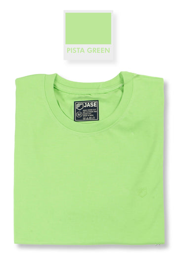 Jase Pista Green Color Cotton Jersey Half Sleeve Round Neck Tshirt