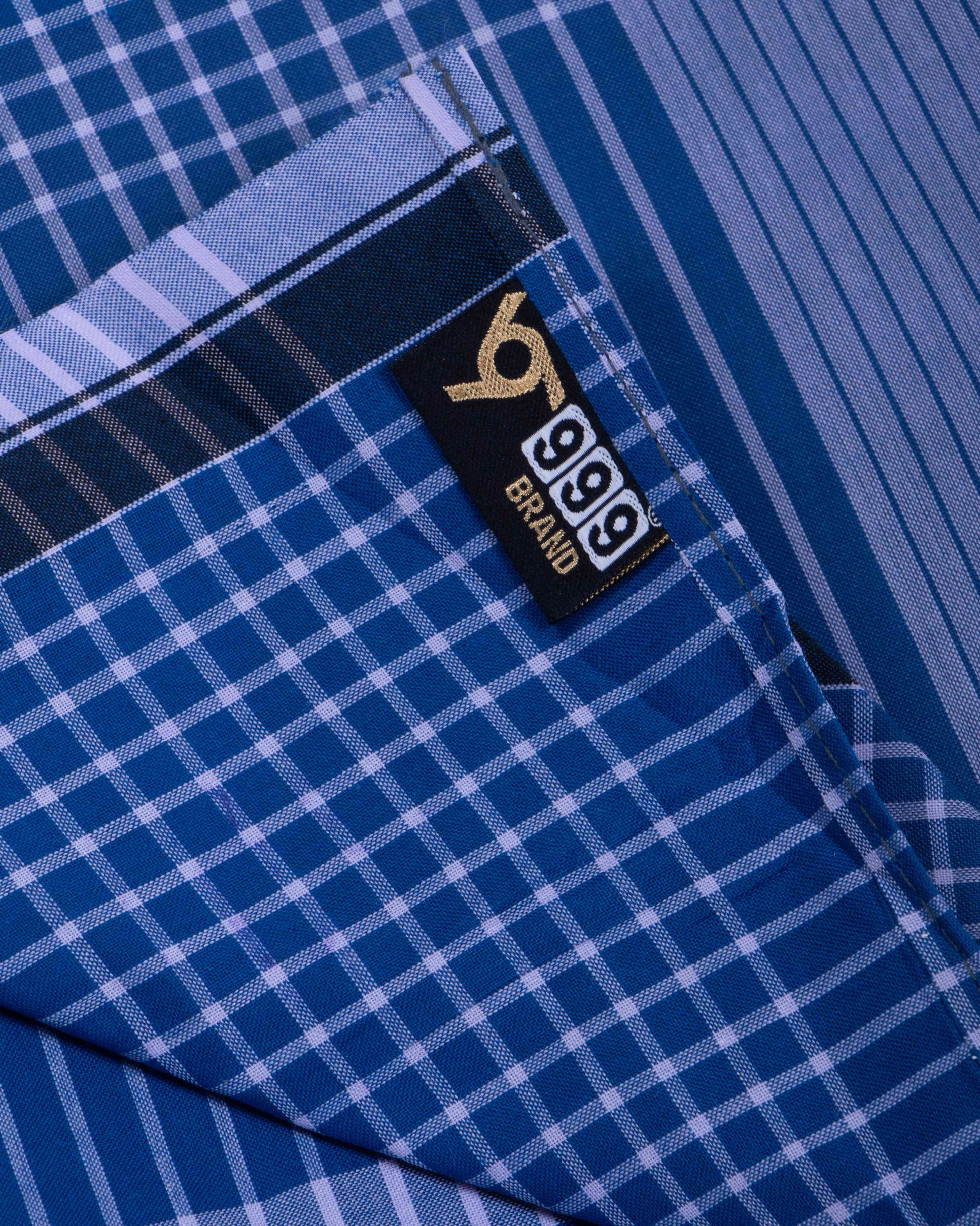 Buy 999 Brand Blue Checkered 2.10 m Stitched Lungi