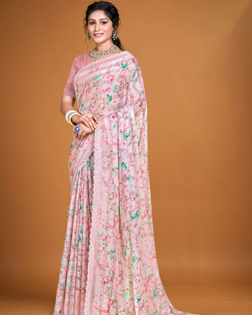 Onion Pink Colour Fancy Saree