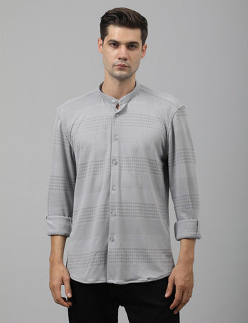 Native Bull Grey Self Design Shirt