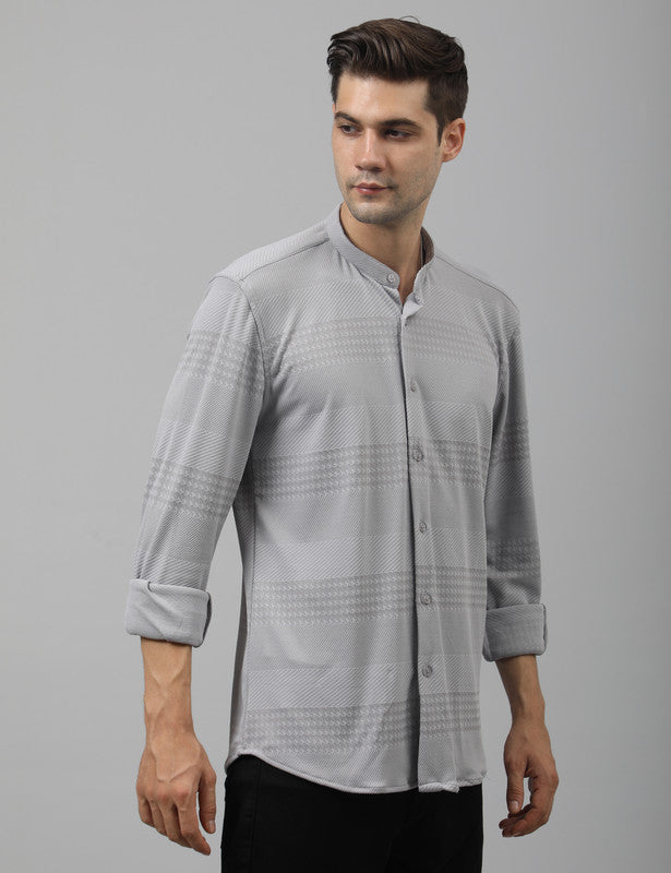 Native Bull Grey Self Design Shirt