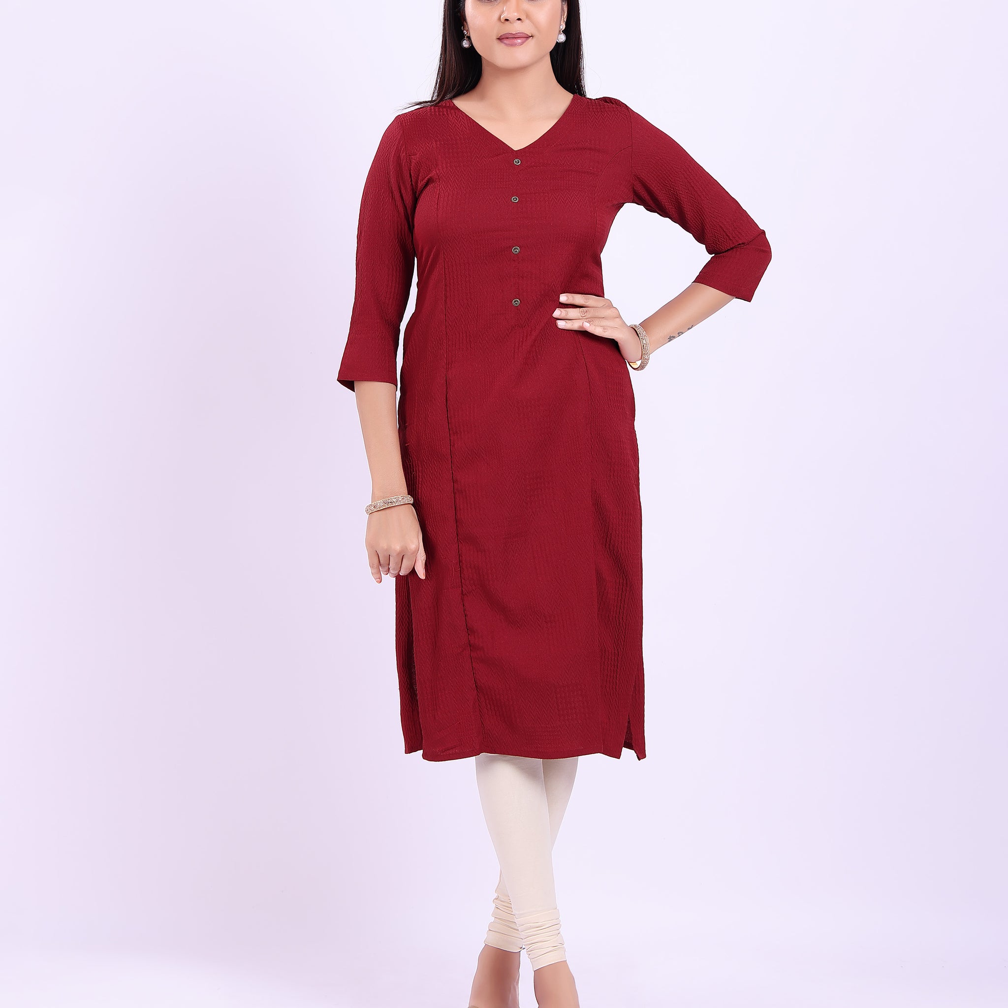 Designer maroon colour women's kurti