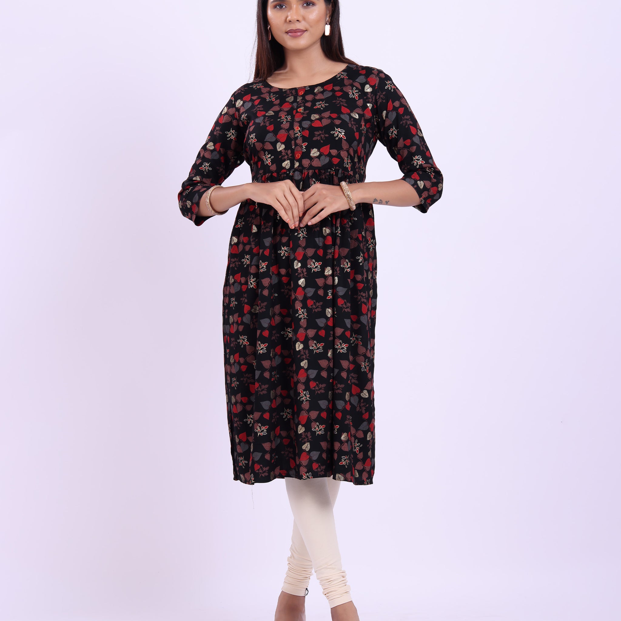 Designer black colour printed women's kurti