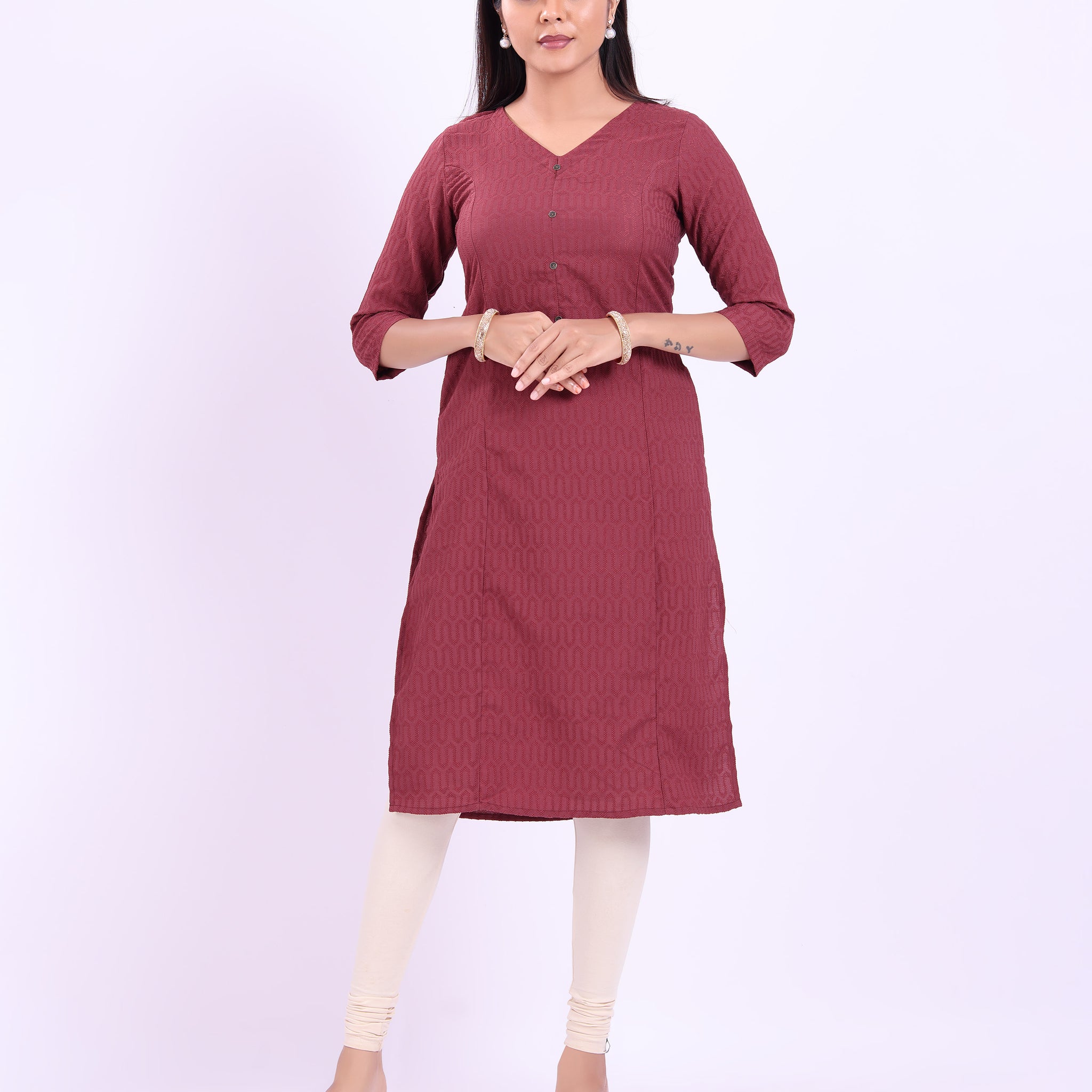 Designer maroon colour women's kurti