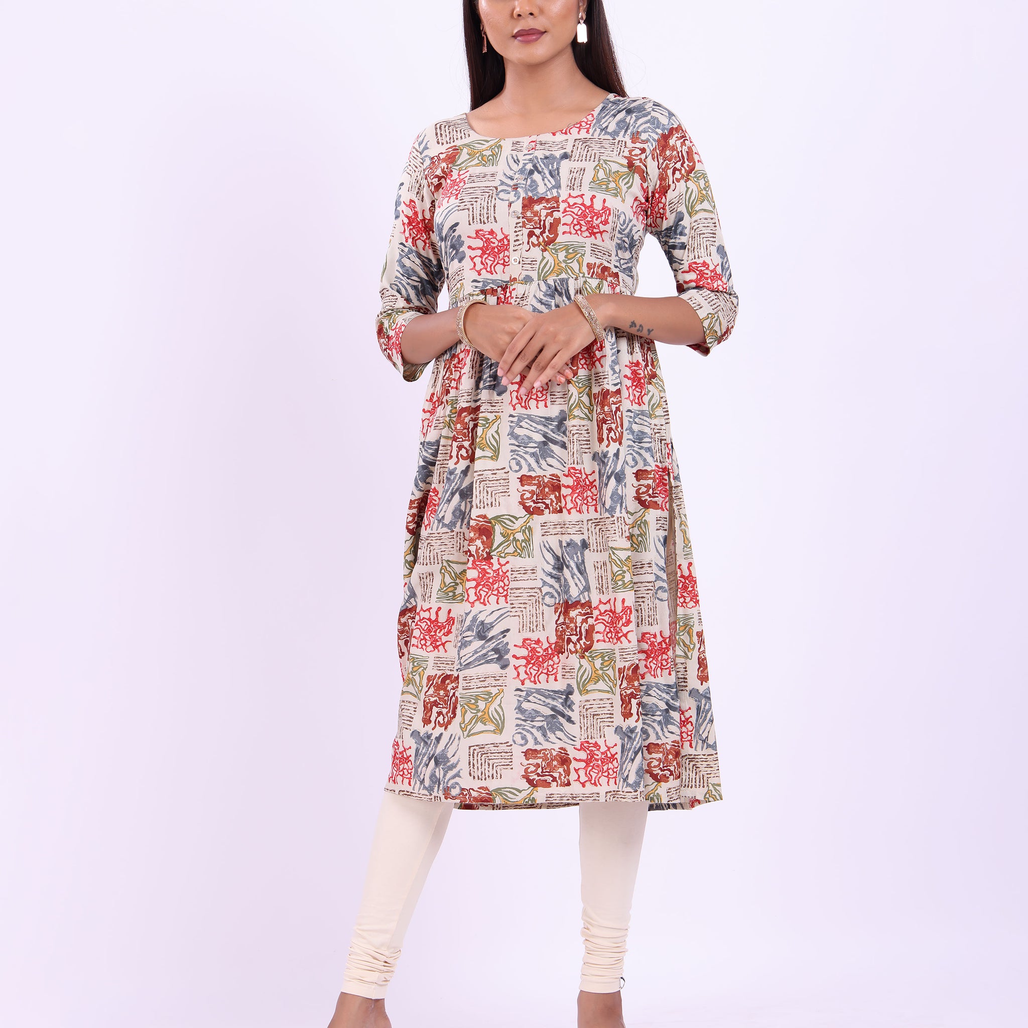 Designer multi colour printed women's kurti