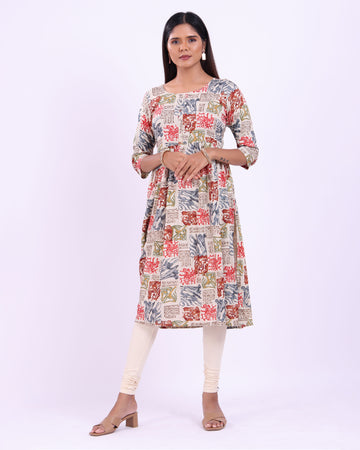 Designer multi colour printed women's kurti