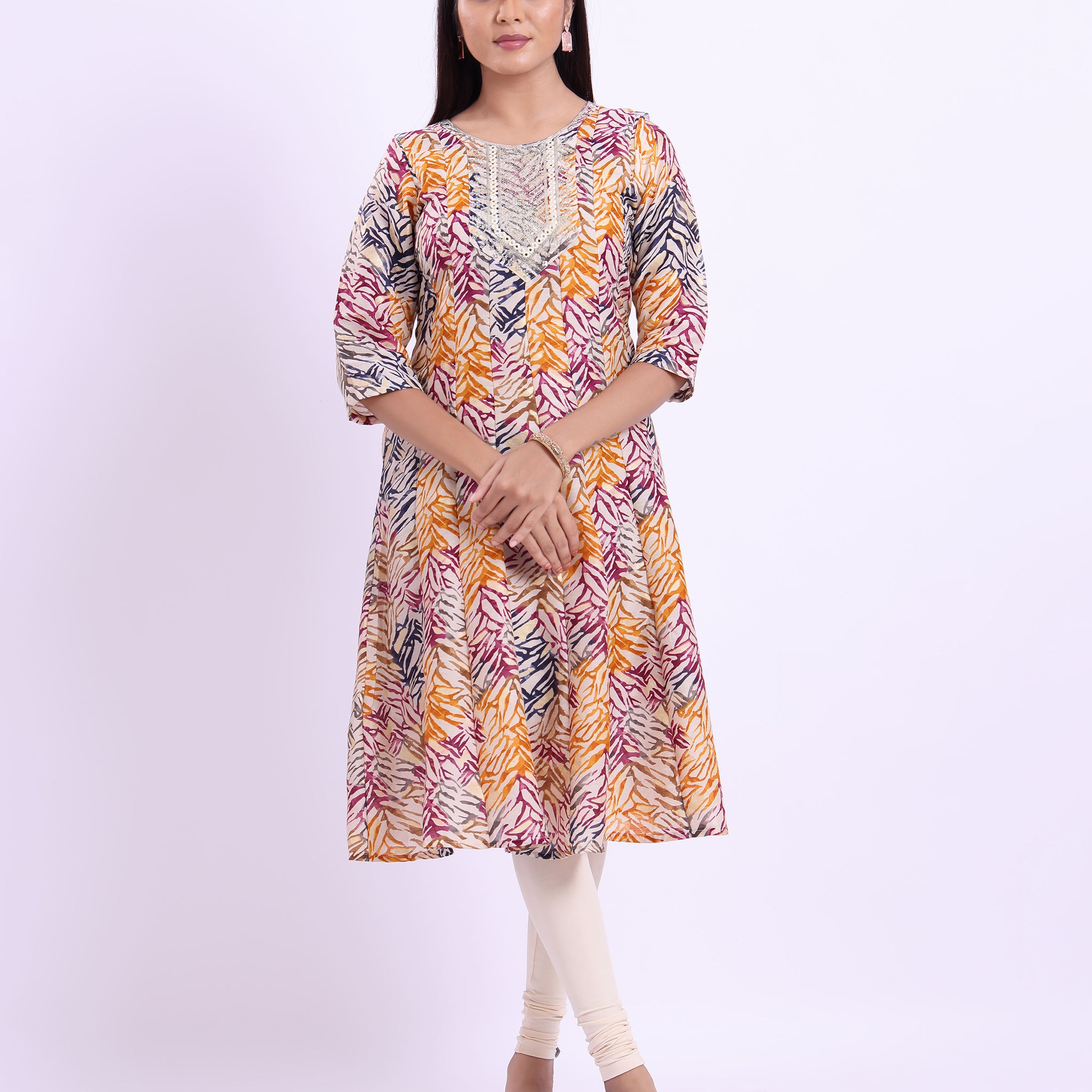 Designer multi colour embroidered women's kurti