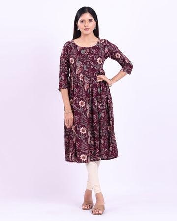 Designer purple colour printed women's kurti