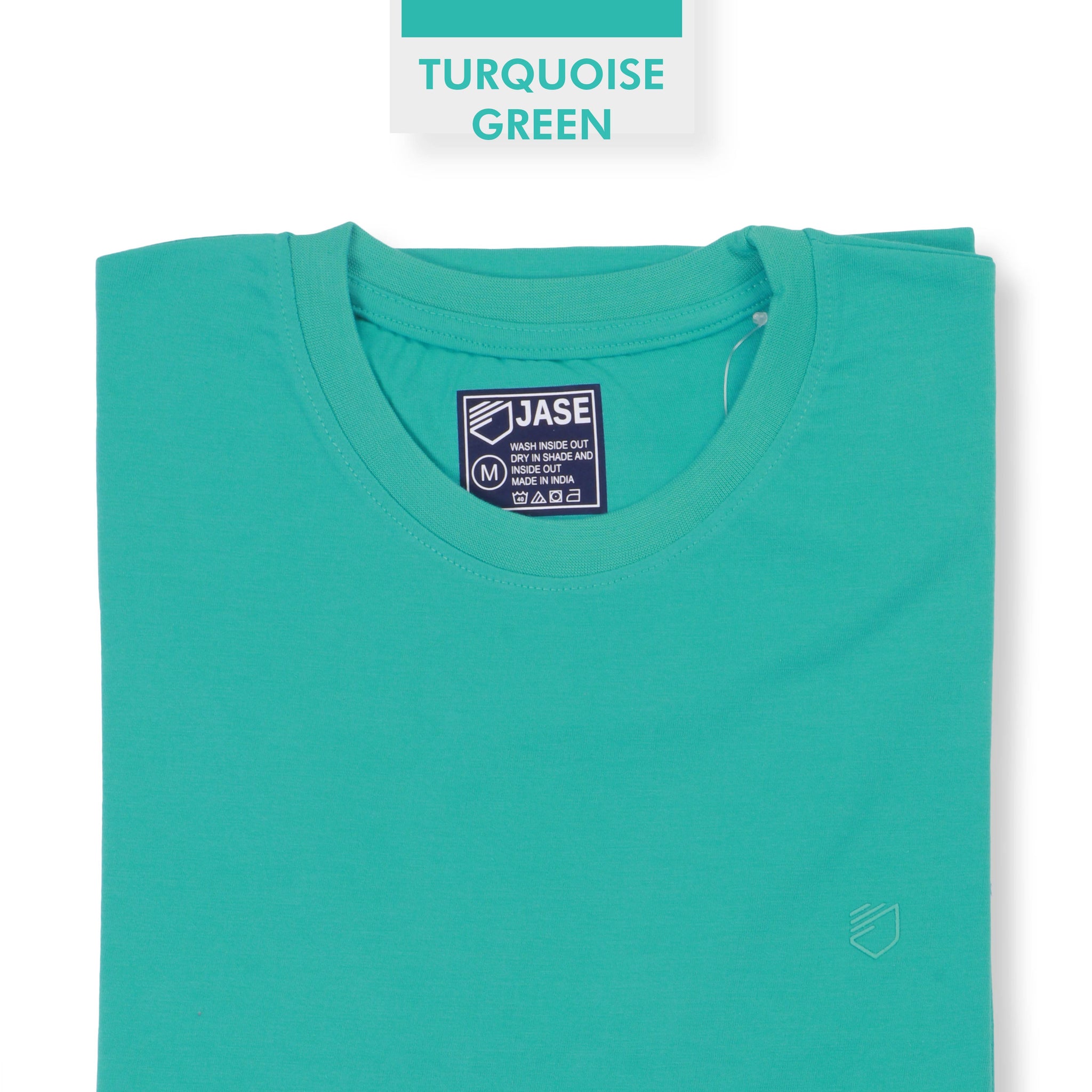 Jase Turquoise Green  Color Cotton Jersey Half Sleeve Round Neck Tshirt