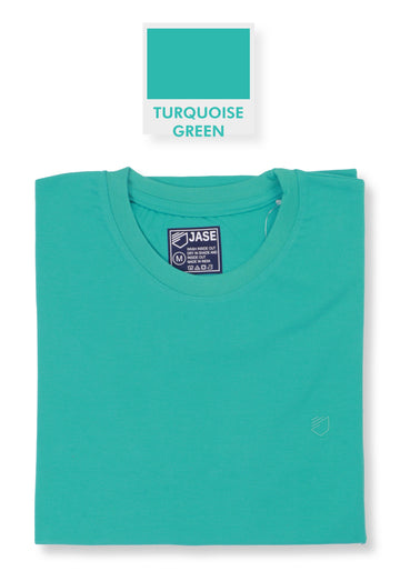 Jase Turquoise Green  Color Cotton Jersey Half Sleeve Round Neck Tshirt