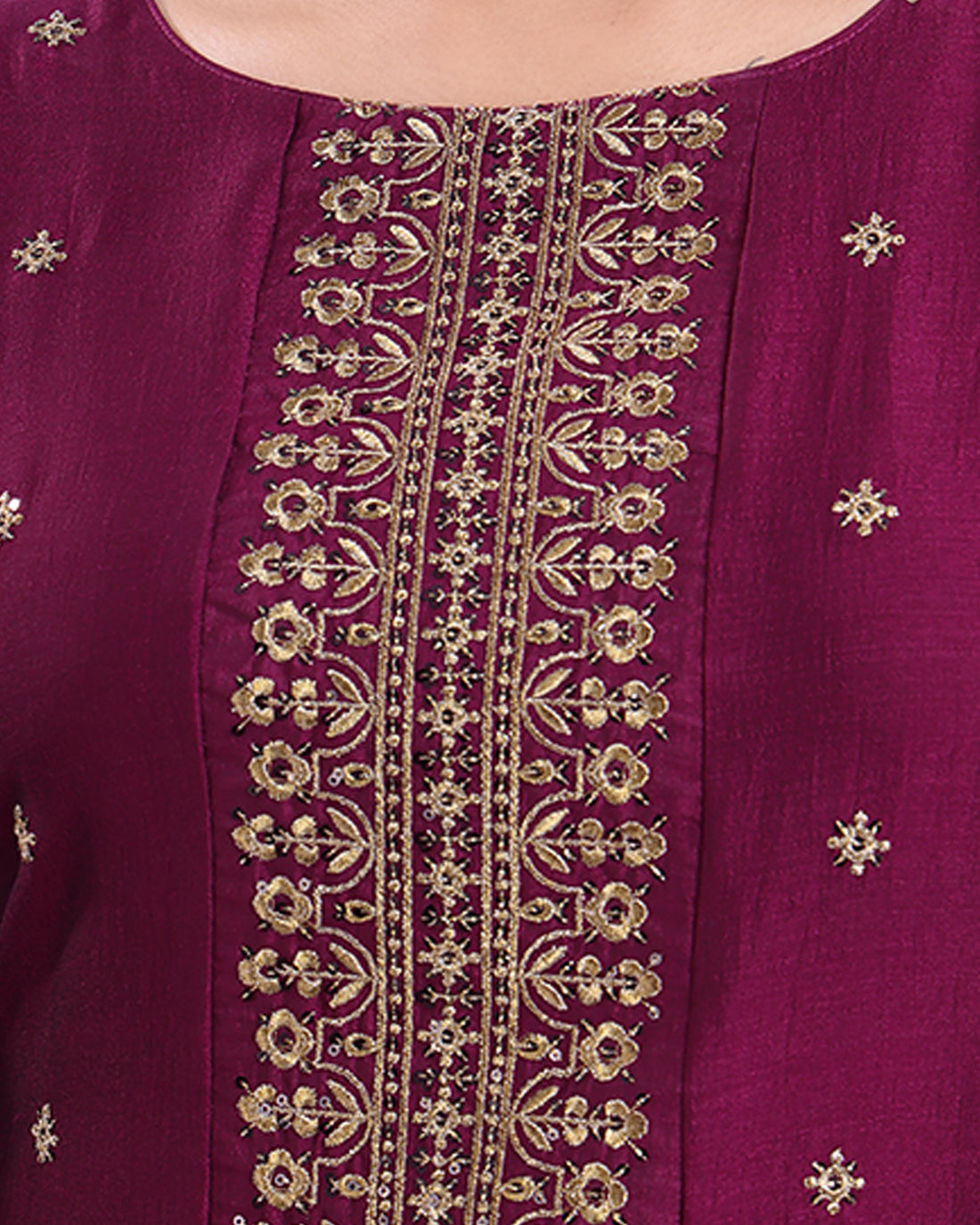 Designer purple colour embroidered women's kurti