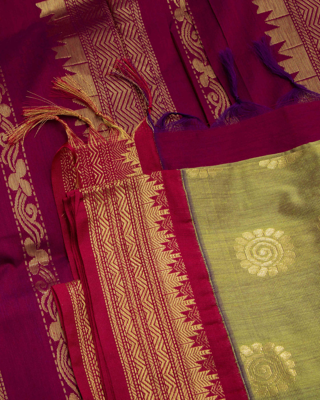 Lime Green Colour Kalyani Cotton Saree