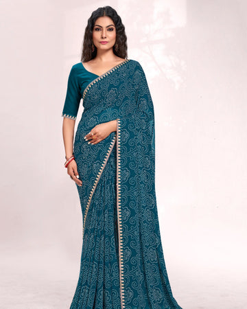 Teal Green Colour Fancy Saree