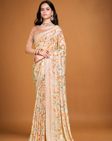 Beige Colour Fancy Saree