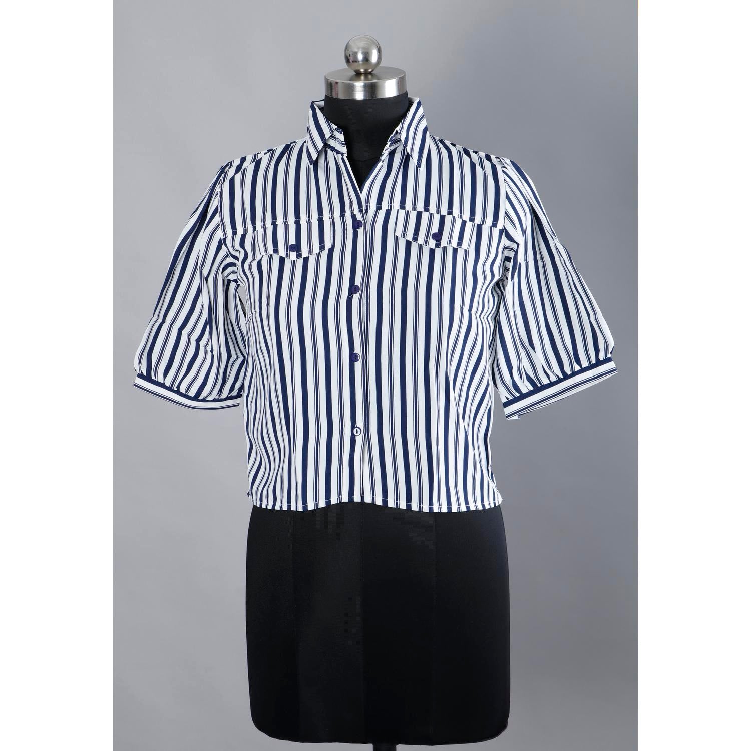 Womens White Short Collar Casual Shirt 3