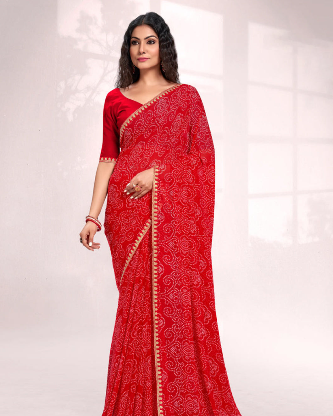 Red Colour Fancy Saree