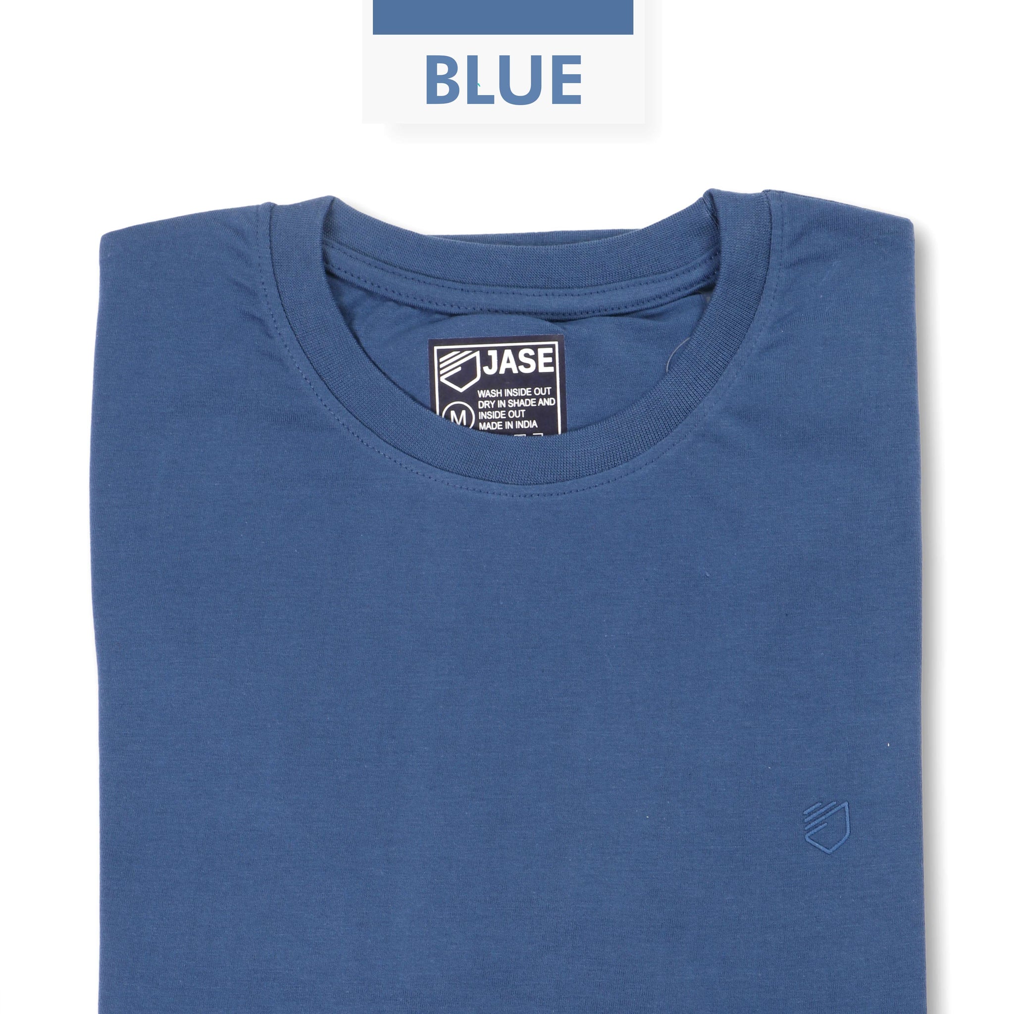 Jase Blue Color Cotton Jersey Half Sleeve Round Neck Tshirt