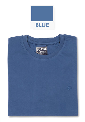 Jase Blue Color Cotton Jersey Half Sleeve Round Neck Tshirt