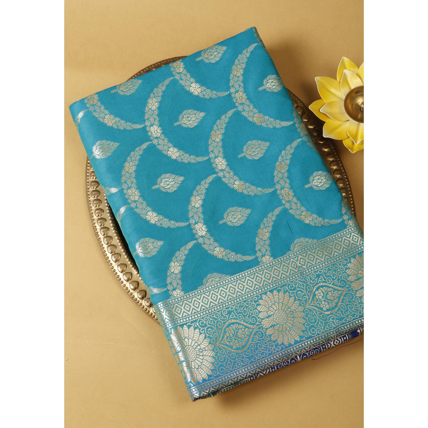 Teal Colour Banarasi Silk Saree