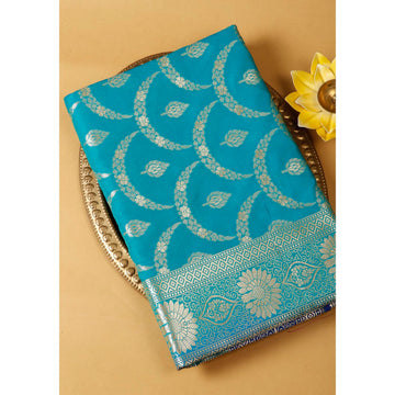 Teal Colour Banarasi Silk Saree