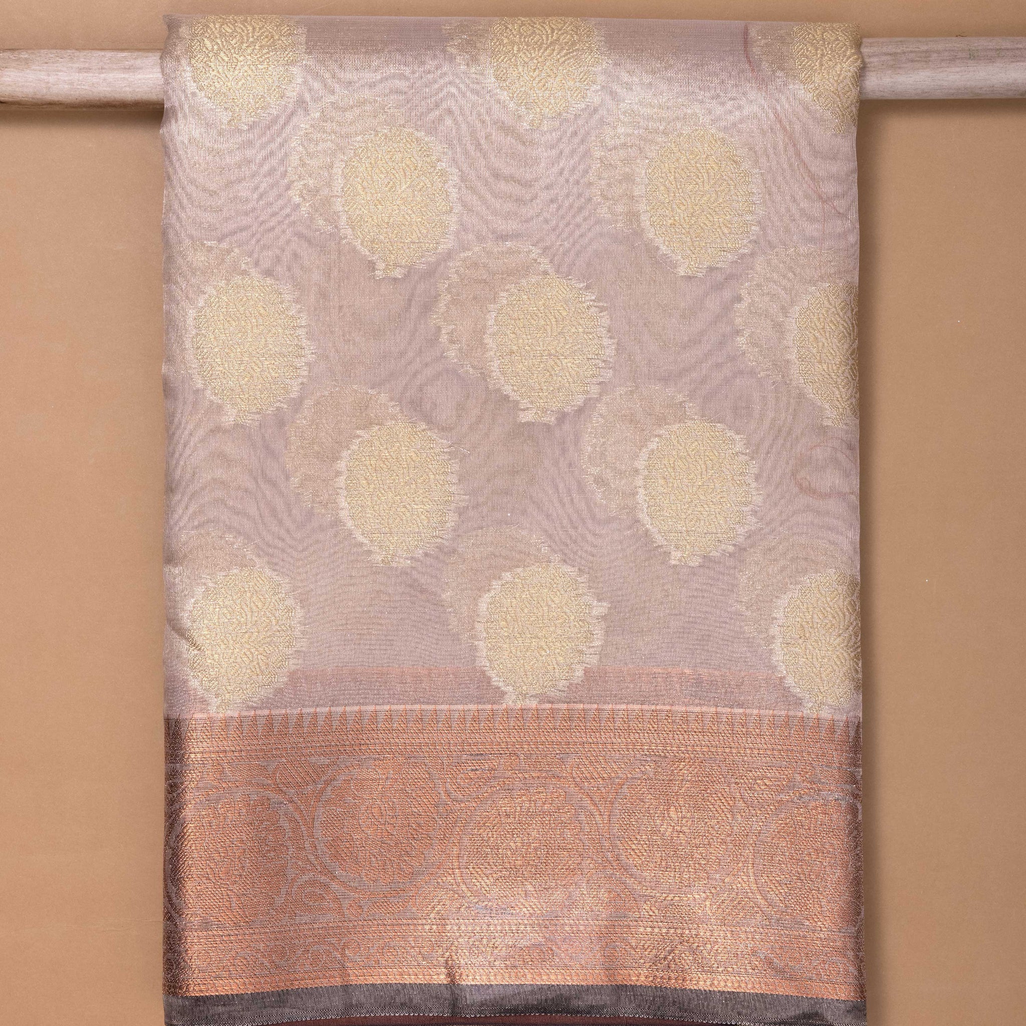 Copper Colour Printed Tissue Saree