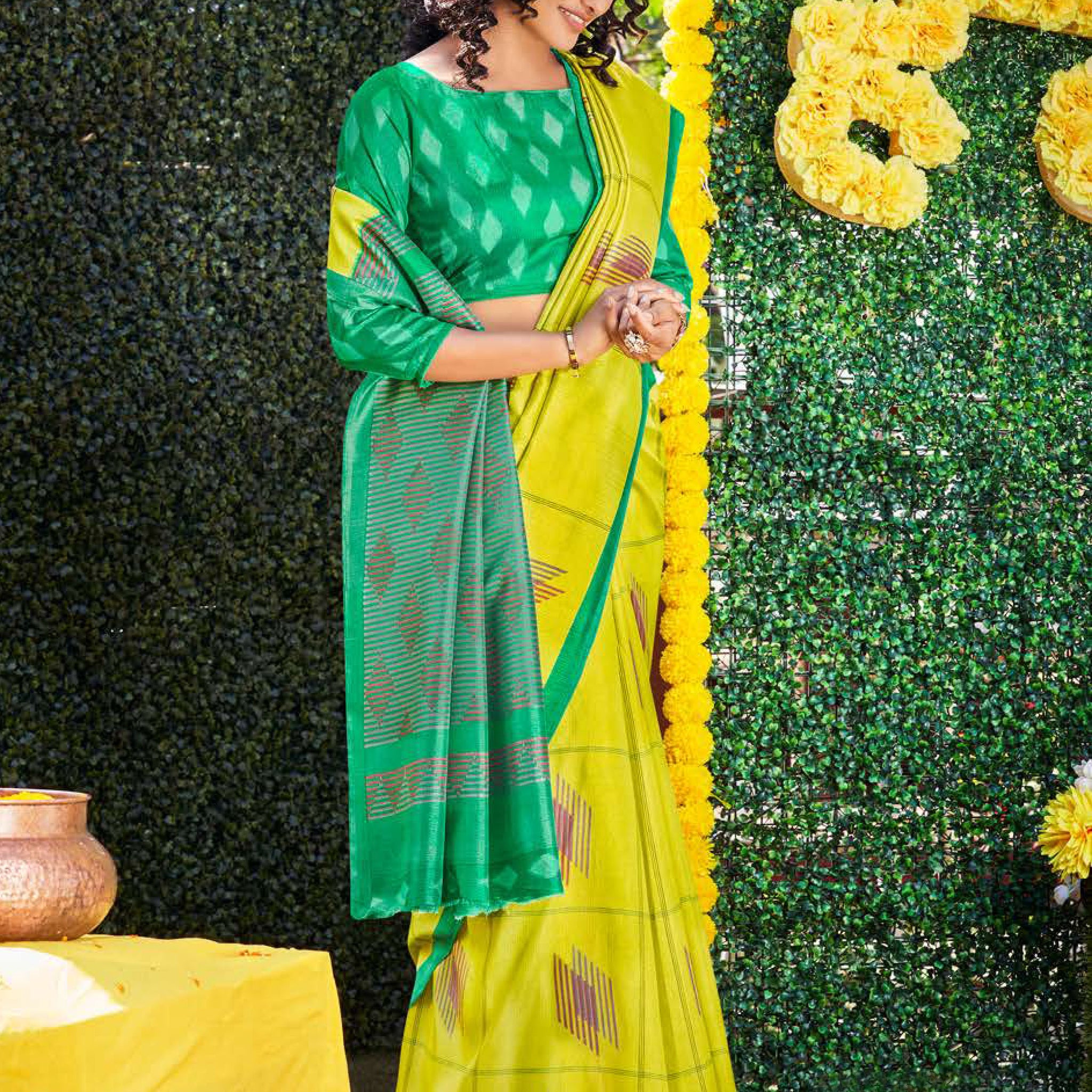 Yellow Color Uniform Saree - U27