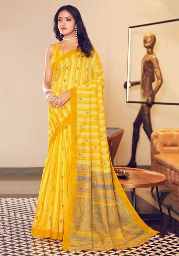 Yellow Color Uniform Saree - U09