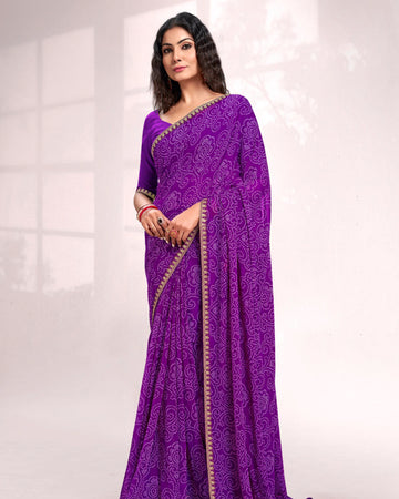 Purple Colour Fancy Saree